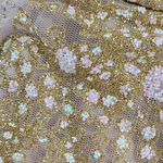 Hello Molly  Gold Sequin Halter Prom Dress Small Open Back Formal High Slit NEW Photo 3