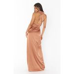 Show Me Your Mumu Adele Halter Maxi Dress in Copper Luxe Satin M Photo 5