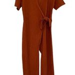 Madewell knit textured tie knot short sleeve rust color jumpsuit Medium Photo 3