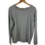 Crown & Ivy Gray Plaid Bow Tie Back Sweatshirt Large Cozy Fall Holiday Pullover Photo 0