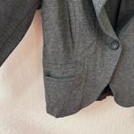 CAbi  Stretch Blazer Sweater Jacket Gray Cracked Suede Style Collar Size 6 Photo 2