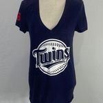 PINK - Victoria's Secret PINK VS With 5th & Ocean Minnesota Twins Navy Blue V-neck Tee Size Large Photo 0