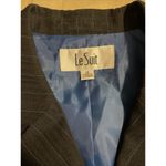 Le Suit  Women's Black Blue Pinstripe Jacket Blazer 16 Lined Lapel Long Sleeve Photo 8