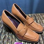 Franco Sarto Pump Heels Women's 7.5 M Tan Leather Slip-On High Heels Loafers Photo 0