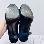 Stuart Weitzman Navy Blue Suede Rosette Peep-Toe Pumps Size 8M Photo 8