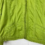 Chico's Chico’s Platinum Green Denim Jacket Ruffle Trim Silver Hardware Size 2 Photo 1
