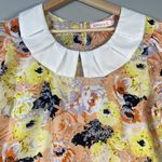 Allegra K Allegra‎ K Floral Cap Sleeve Ruffle Peter Pan Collar Top Blouse Size L Cottage Photo 3