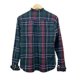 Trovata Birds of Paradis Caroline Ruffle Cuff Blouse Wine Navy Plaid Size Small Blue Photo 2