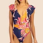 Trina Turk NWT One Piece Breeze Maillot Floral Ruffle Swimsuit Size 10 Photo 0