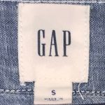 Gap  Blue Denim Square Neck Blouse Tie Sleeves Photo 3