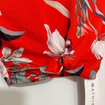 Athleta | NWT Waimea Red Floral Rush Guard Long Sleeve Twist Crop Swim Top, XXS Photo 3