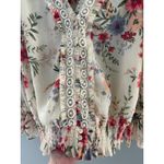 Venus  Floral Blouse Size 2 Oversize Lace Flounce Sleeve Milkmaid Prairie (M) Photo 3