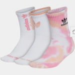 Adidas  Women Crew Socks 3 Pack Shoe Size 5-10 Tie Dye White Pink Orange Trefoil Photo 0