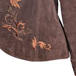 Coldwater Creek  Brown Leather Suede Jacket Large Embroidered Beaded Western Photo 4