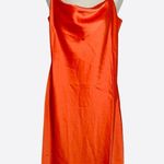 NWT Cara Santana CAN YOU LIGHTEN UP Orange Satin Slip Midi Dress Size XL Photo 4