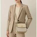 Anne Klein 7" X 8" X 3.5" Crossbody Bag With AK Logo Adjustable Strap Beige/Br Photo 2