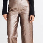 Madewell Slim Emmett Wide-Leg Crop Pants Metallic Bronze Size 25 NWT Holidays Photo 0