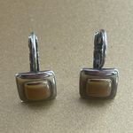 Mixed Metal Silver & Gold Tone Square Shaped Earrings Photo 1