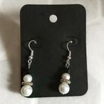 MERMAIDMERCHANT BOUTIQUE Silver & Pearl Beaded Dangle Earring Set Photo 0