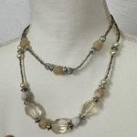 Silver Tone Rhinestone Costume Jewelry Necklace Layered Womens Photo 0