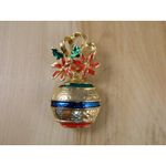 Vintage Holiday Ornament Brooch, Vintage Christmas Brooch, Holiday Pin Gold Photo 2