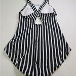 Lands' End Women's medium 10-12 Black & White Striped High Neck 1 Piece Swimsuit Photo 7