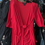 Nina Leonard Red NWT Lemmi for  Poly/Spandex Size Lrg Wrap Dress Gold Bel… Photo 6