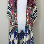 Boho Floral Open Front Kimono Shawl Duster OSFM Blue Size undefined Photo 0
