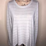 Michael Stars Long Sleeve Light Gray Striped Shirt with Tuxedo Tails Size M Photo 0