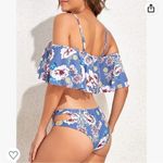 Tempt Me NWT-  Blue Floral Ruffle Off the Shoulder Bikini Photo 2