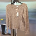 Heartloom 💕💕 Lilah Henley Sweater + Nikita Wide Leg Pant Taupe Ribbed  L NWT Photo 10