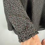 Loft Top Women's Small Black Ditsy Floral Popover Blouse Cottage Office Career Photo 5