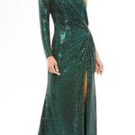 Mac Duggal Mac Duggar Emerald Green Sequined Gown  One Sleeve Formal Draped Maxi Dress 12 Photo 0