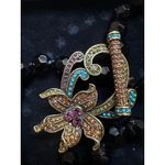 Stunning Signed Heidi Daus Design Toggle Pave Crystal Beaded Floral Necklace NWT Blue Photo 11