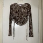 Princess Polly Cheetah leopard brown sheer long sleeve cinch side crop top Photo 1