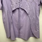 Embroidered Button Front High Low Women's Purple Tunic Size XL Short Sleeve Photo 2