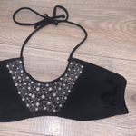 Xhilaration  black padded pearl beaded sequined halter swim suit top Photo 1