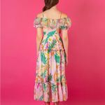 Jessie Liu Summer Floral Tiered Silk Midi Dress Size Medium Purple Photo 4