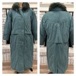 Vintage Utex Women's Snap Front Quilted Down‎ Fur Trim Long Coat Jacket Green 10 Photo 1