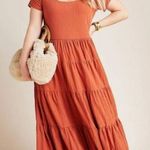 Maeve Gillian Cap Sleeve Tiered Burnt Orange Maxi Dress - Size Small Photo 0