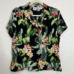 Caribbean Joe  Silk Blend Tropical Floral Button Down Women's Shirt, Size LP Photo 0