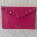 Juicy Couture Envelope Clutch Bag Bright Barbie Pink Gold Studs NWOT Photo 2