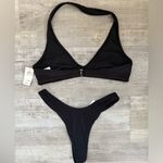 Aerie Women’s S Bottom / M Top Thong Bikini Black Ribbed New NWT Photo 6