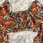 VERO MODA Green and Orange Floral Crop Top Photo 1