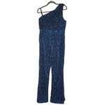 Spiegel One Shoulder Lace Jumpsuit Blue Women's Size 8 Wide Leg Elegant Photo 1