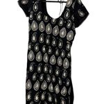 Black Paisley Beaded Short Sleeve Dress Bollywood Indian Style XS Photo 0