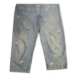 Quacker Factory Vintage The  Blue Jeans Womens Size 10 Floral Embroidered Cotton Photo 2