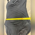 Calvin Klein Pleated Front One Piece Swimsuit Tummy Flattering Black 10 Photo 4