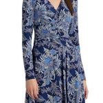 Lauren Ralph Lauren Floral Jersey Long Sleeve Dress Blue Size 8 Photo 5