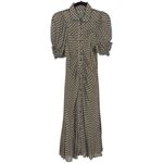 Anthropologie Floral Puffed Sleeve Ruched Midi Shirt Dress Moss Green Size 2 Photo 3